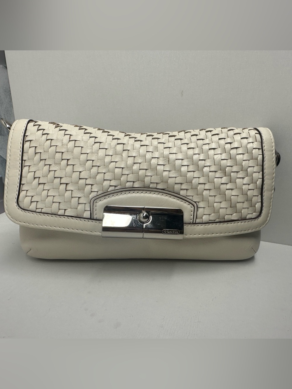 Coach Kristin Woven Leather Flap Wristlet/Shoulder bag